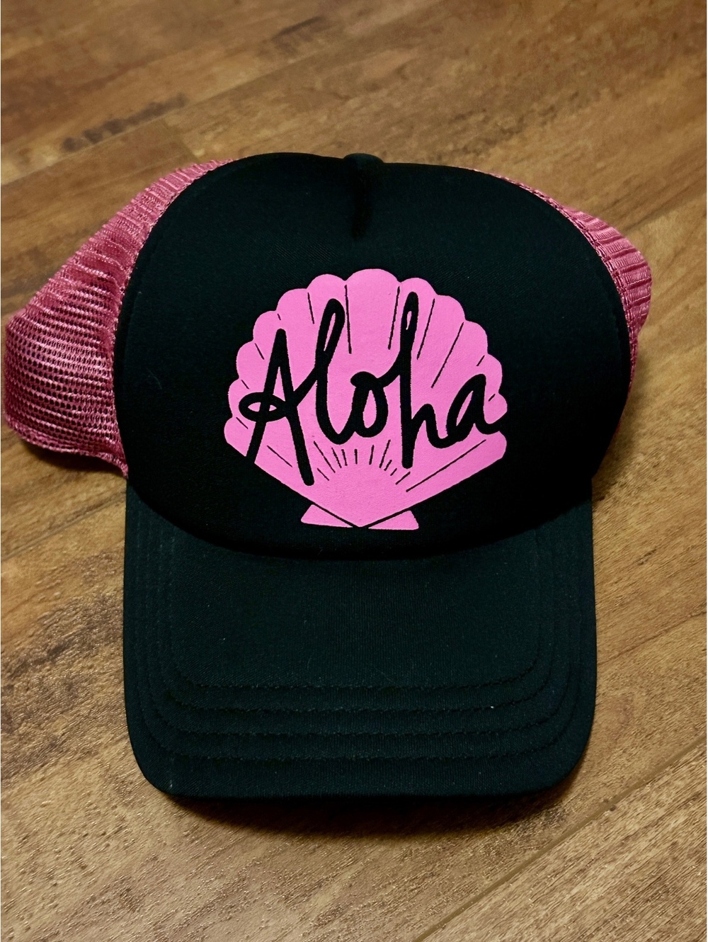 Salt Life Aloha Pink and Black Mesh Trucker Hat
